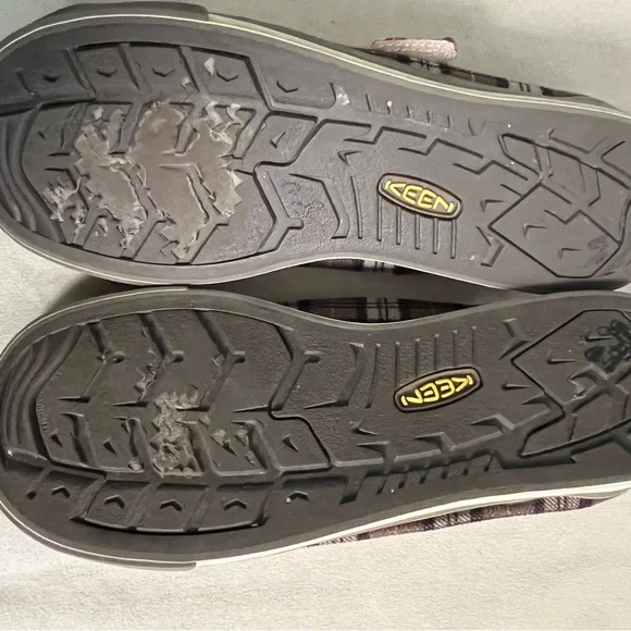 🌲 KEEN Coronado II Mary Jane Plaid Sneakers Pink Brown Canvas Size 10 Comfort - Picture 7 of 11